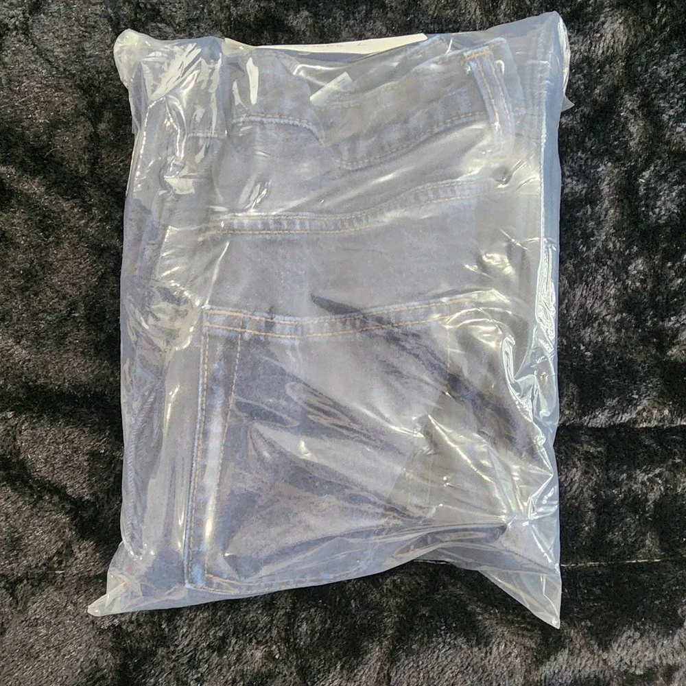 GU Jeans Women's LARGE Barrel Wide Leg Flare Dark Wash Wide Leg Baggy Raw Denim - Picture 12 of 12